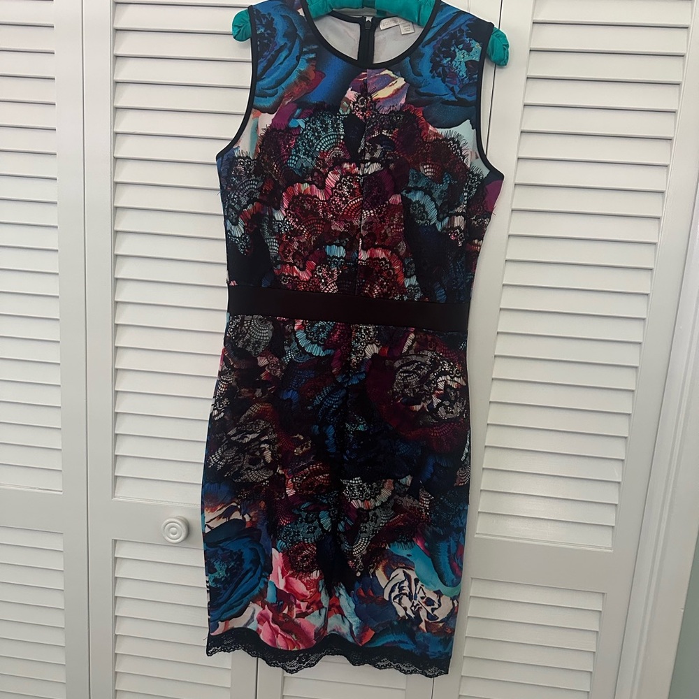 Like new! Boston Proper Blue and Red Sheath Cocktail Dress
